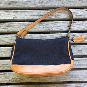 VINTAGE COACH Leather and Denim Shoulder Bag